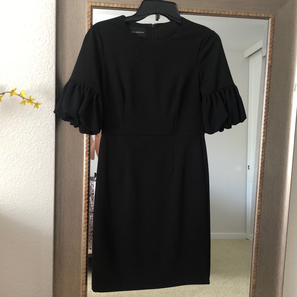 Donna Morgan womens peplum sleeve little black dress